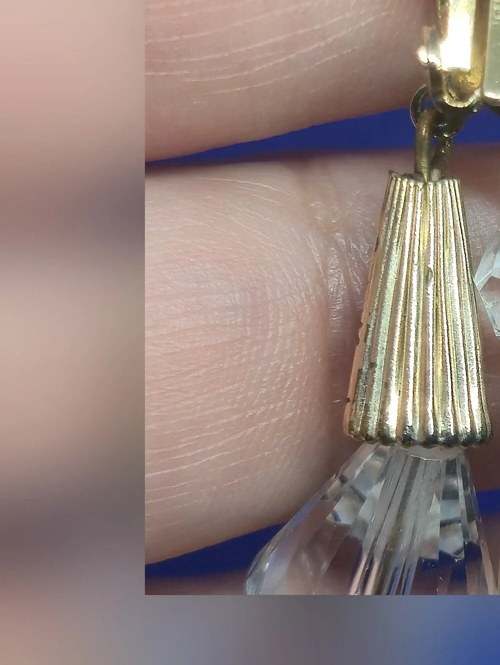 Vintage Napier Clear Crystal Glass Bead Waterfall Dangle Clipon Earrings Goldton